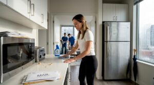 Cleaning crew tidies Seattle apartment quickly