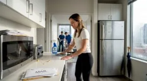 Cleaning crew tidies Seattle apartment quickly